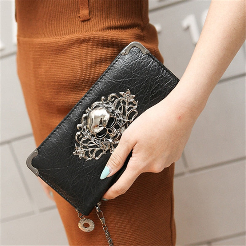 Metal Skull Pattern Leather Wallet