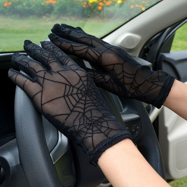 Spider Pattern Anti-UV Black Gloves