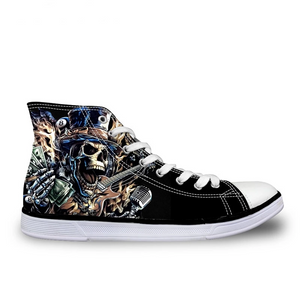 Punk Skull Men High Top Canvas Shoes