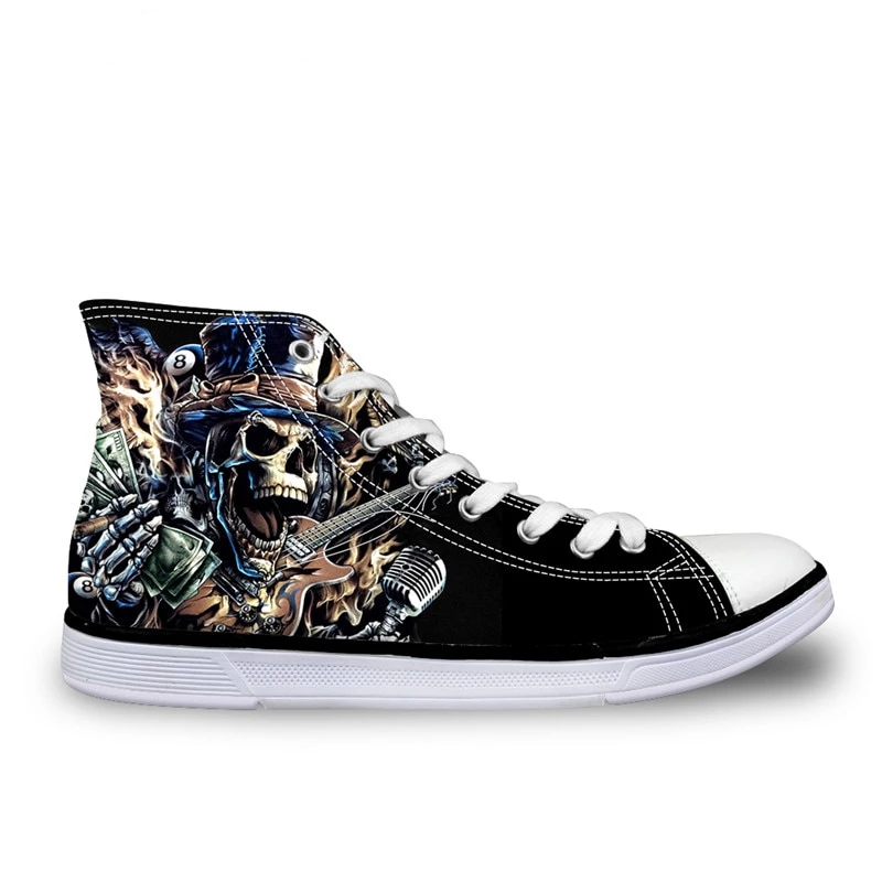 Punk Skull Men High Top Canvas Shoes
