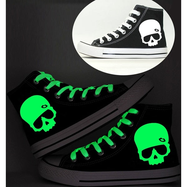 Glow in the Dark Skull Canvas Sneakers