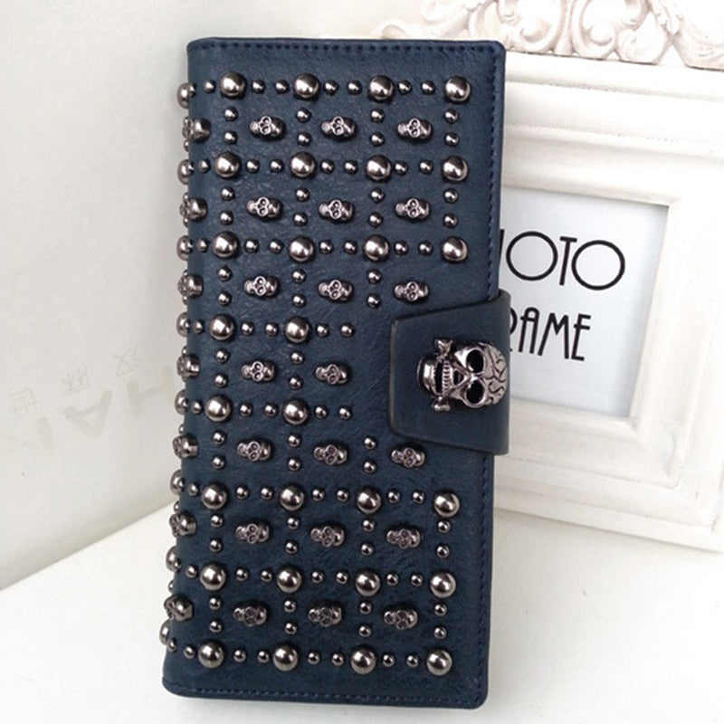 Punk Style Long Skull Leather Wallet