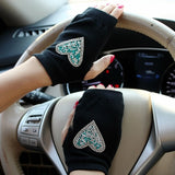 Half Finger Rhinestone Skull Gloves