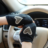 Half Finger Rhinestone Skull Gloves