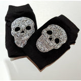 Half Finger Rhinestone Skull Gloves