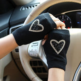 Half Finger Rhinestone Skull Gloves